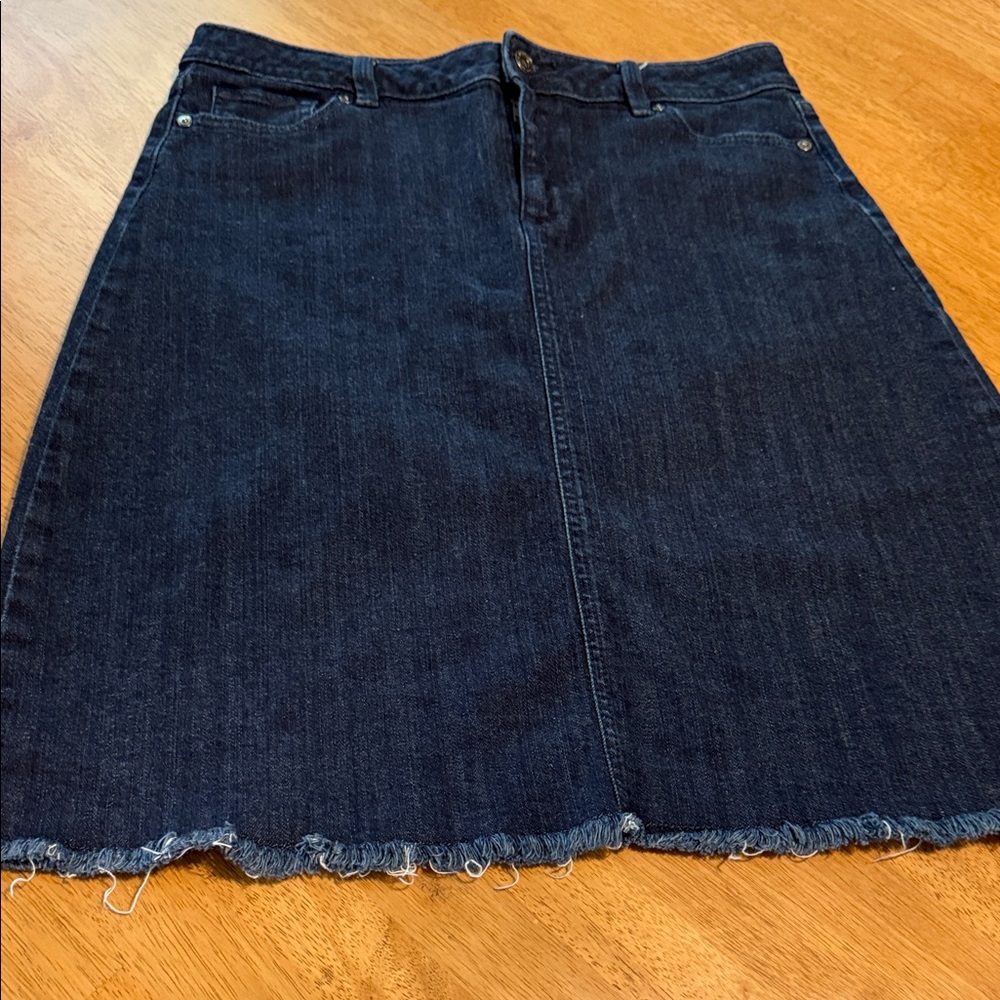 Liz Claiborne Navy Denim A-Line Skirt